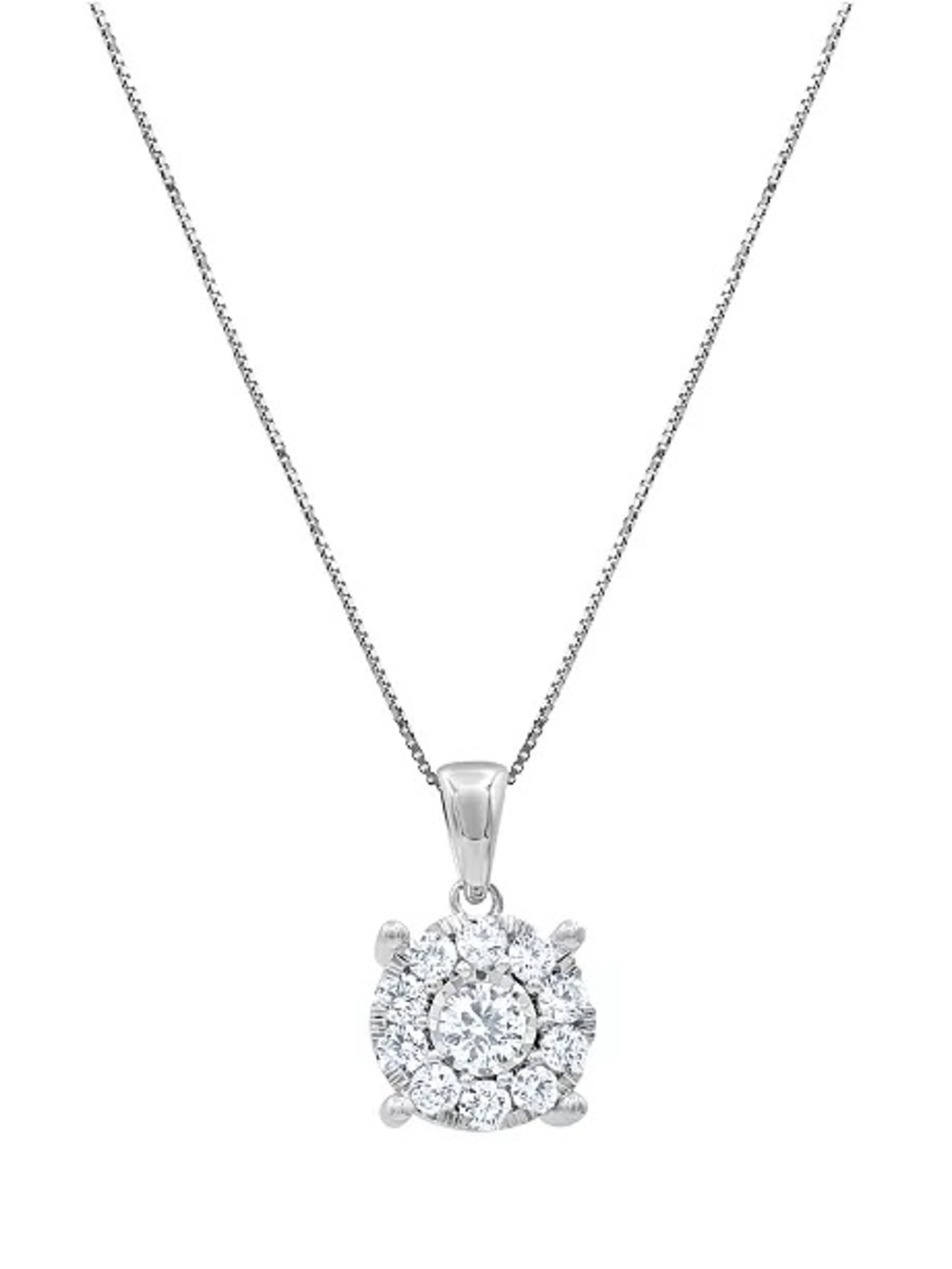 Macy’s R.H. Macy & Co Diamond Halo 18" Pendant Necklace (3/4 ct. t.w.)